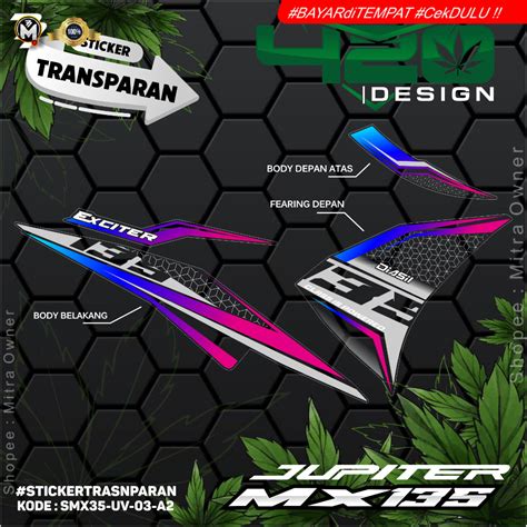 Jual Stiker Stiker Striping Uv Transparan Jupiter Mx New Rainbow