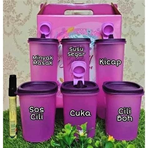 YearEndSales Tupperware Breezy Pour Set 6pcs Purple With Gift Box