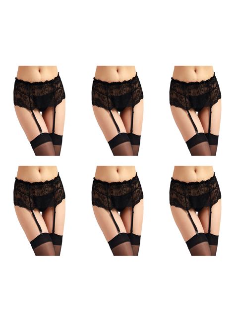 Jenniwears Jenniwears Womens 6 Pack Sexy Lace Garter Belt High