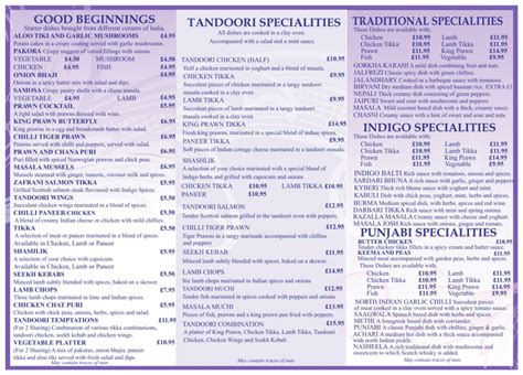 Indigo Indian Restaurant Wolverhampton Wolverhamptons Full Menu Online