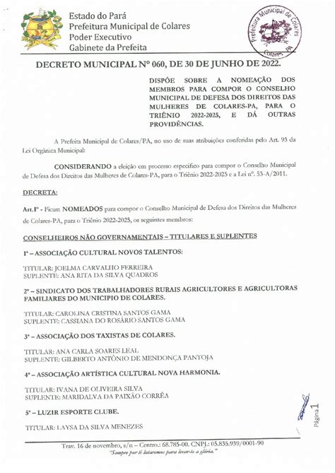 decreto municipal nº 060 2022 nomeação dos membros para compor o