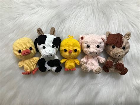 Kit Fazenda Amigurumi 5 Unidades de Bichinhos em Crochê Elo7