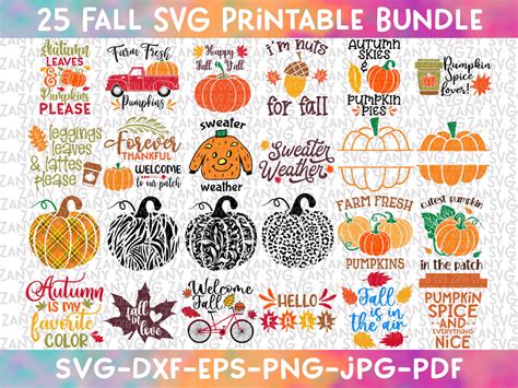 Fall Svg Bundle Autumn Bundle Svg Cut File Cricut Silhouette Etsy