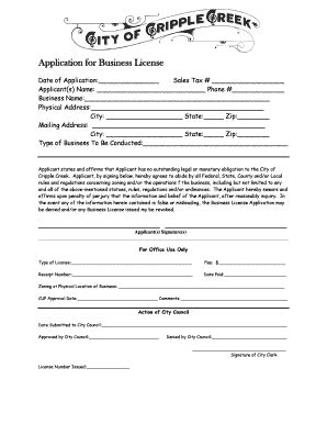 Fillable Online Application For Business License City Of Cripple