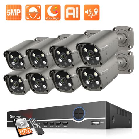 Techage Hd Mp Ip Camera Set H Cctv System Ch Poe Nvr Kit Outdoor