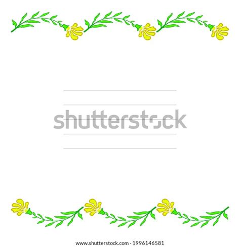 Flowers Leaves Floral Border Template Space Stock Vector (Royalty Free ...