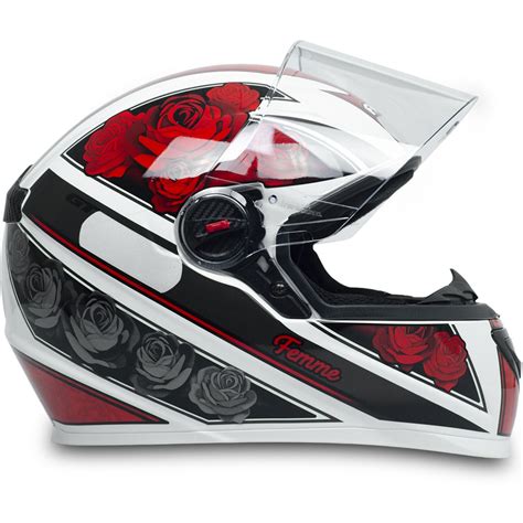 Capacete P Moto Fechado Narigueira Gt Femme Branco Vermelho Tamanho 60