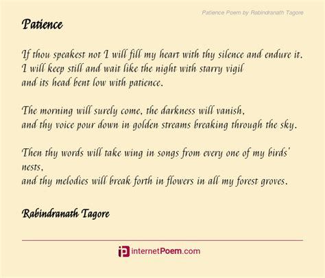 Patience Poem By Rabindranath Tagore