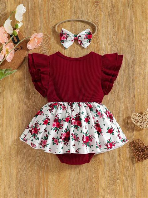 Poppi Baby Ruffle Bodysuit Dress With Headband