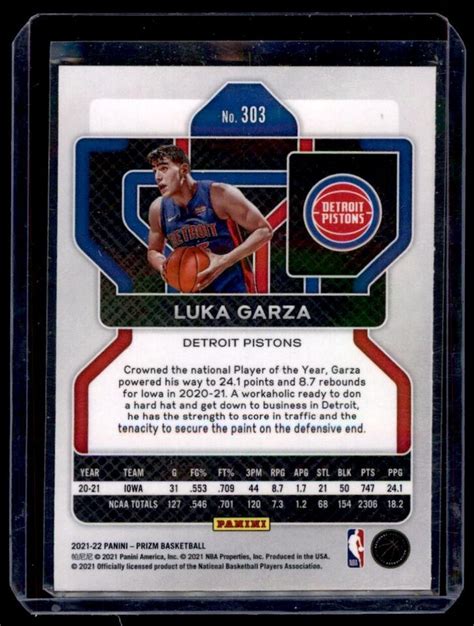 2021 22 Panini Prizm Luka Garza Rookie Detroit Pistons 303 SEE PICS