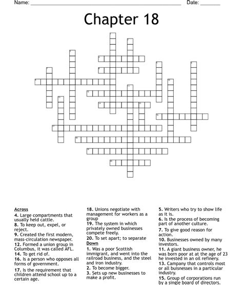 Chapter 18 Crossword WordMint