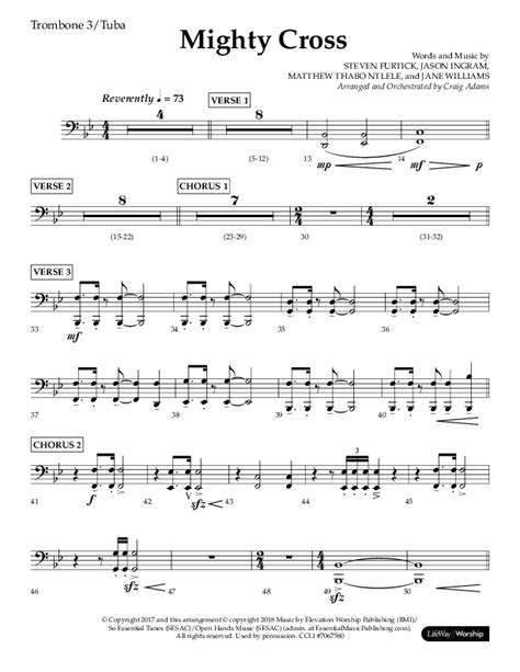 Mighty Cross Choral Anthem Satb Trombone Tuba Sheet Music Pdf