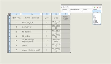 Equations In SOLIDWORKS Bill Of Material BOM IME Wiki