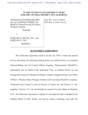 Fillable Online CLASS ACTION SETTLEMENT AGREEMENT AND RELEASE