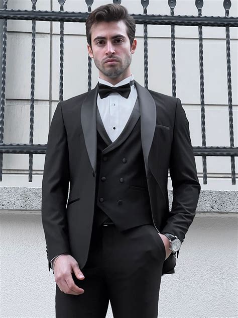 Enzo Black Shawl Lapel Slim Fit Tuxedo Brabion