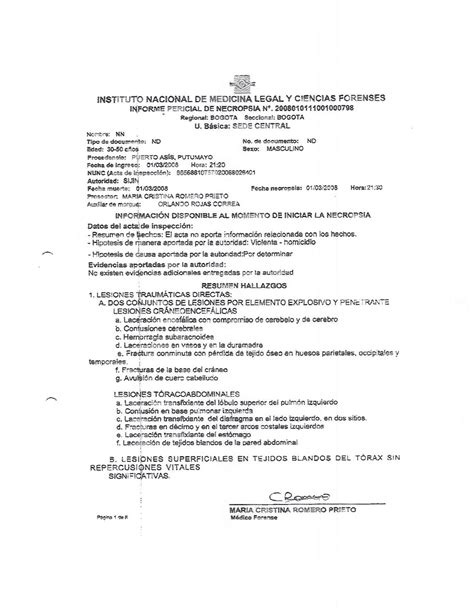 Cada Vez Prestar Cubrir Ejemplo De Informe De Autopsia Judicial