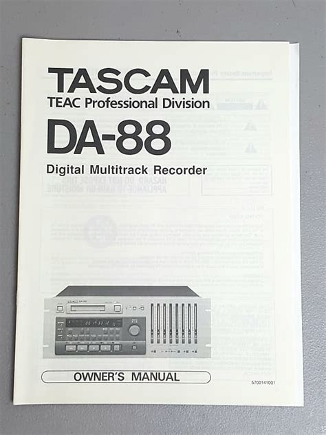 Tascam DA-88 Digital Recorder - Original Owner's Manual | Reverb