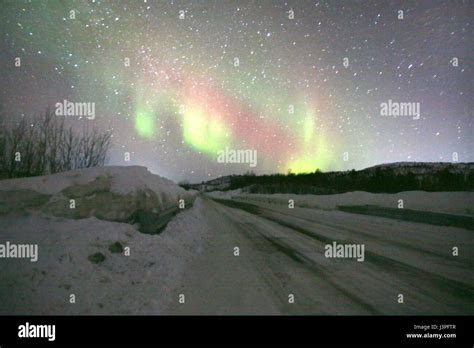 Northern Lights Aurora Borealis In March 2017 At Murmansk Russia