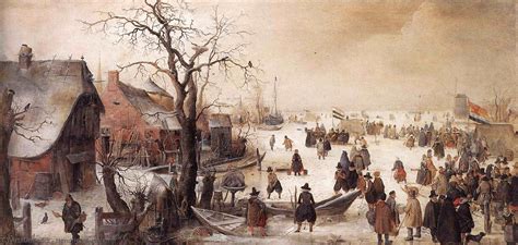 Oil Painting Replica Winter Scene on a Canal by Hendrick Avercamp (1585 ...