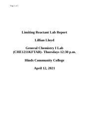 Limiting Reactant Lab Report Determining Precipitate Formation