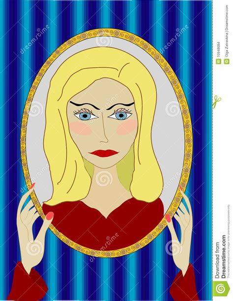 Vector The Girl In A Mirror Stock Vector Illustration Of Portrait