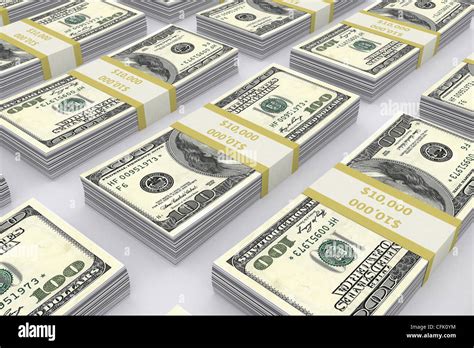 Packs Of 10000 Dollar Bills In A Row Stock Photo Alamy