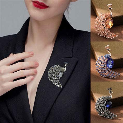 Broche Paon Avec Strass Badges Pour Femmes Pingles Revers Bijoux