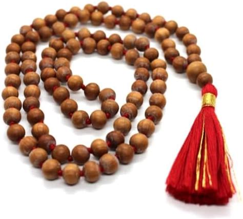 FUKREY Orignal Sandalwood Meditation Mala White Sandalwood 108 1 Beads