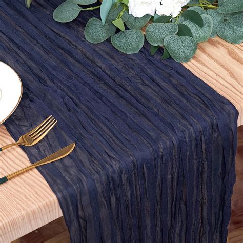 Fani 6 Pack Navy Blue Cheesecloth Table Runner 13Ft Boho Gauze Cheese