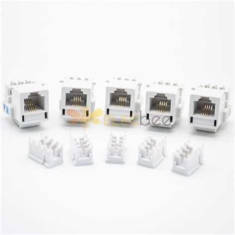 Rj11 Socket Module 4p4c Single Port White Pcb Mount Unshielded Cat3