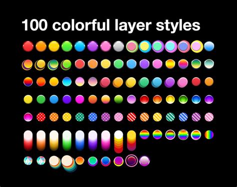 Photoshop Colorful Layer Styles 100 Layer Styles Asl File Etsy