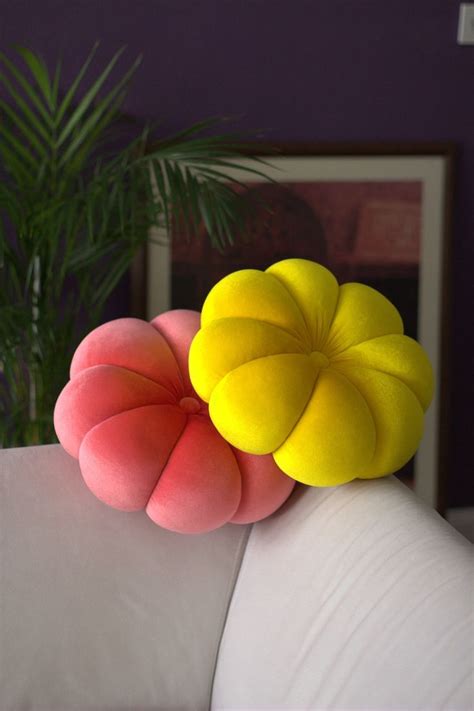 Flower Velvet Round Pillow 14 5 Hand Made Pillow Circular Pillow Round Throw Pillow Velvet