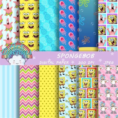 Spongebob Digital Paper Printable Scrapbooking Background Etsy