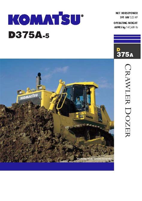 Komatsu Catalogue Specification Sheets Crawler Dozer D375A 5 Service