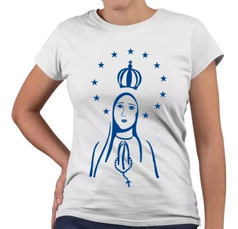 Camiseta Baby Look Nossa Senhora Coroa Estrelas Religiosa