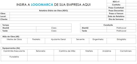 Relat Rio Di Rio De Obra Em Excel Smart Planilhas