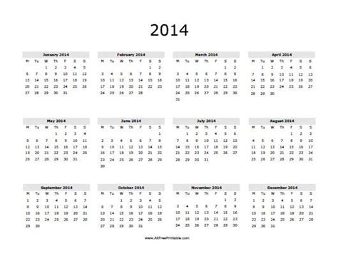 2014 Calendar – Free Printable