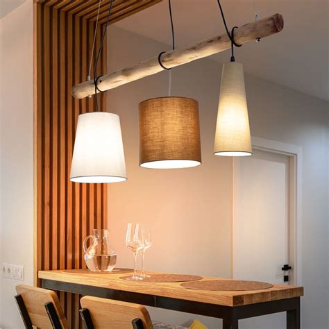 Led Holz Balken H Nge Decken Lampe K Chen Retro Textil Pendel Strahler