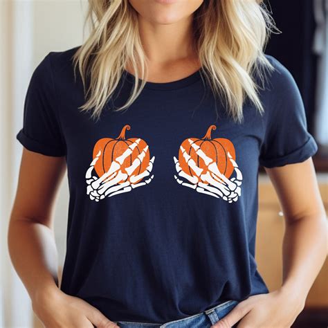 Pumpkin Boobs Shirt Skeleton Boob Shirt Skeleton Hand Shirt Skeleton