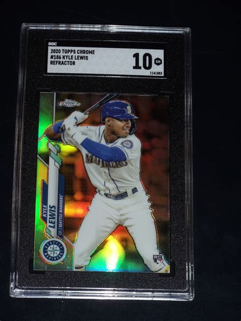 2020 Topps Chrome Kyle Lewis Refractor RC SGC 10 GEM MINT 186 Rookie