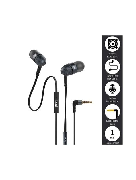 Mobile Laptop Tablet Black Boat Bassheads In Ear Wired Earphones