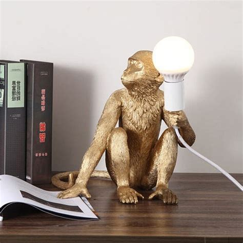 Funny Modern Lamp Toy Monkey Resin Pendant Gold Pendant Lamp Etsy