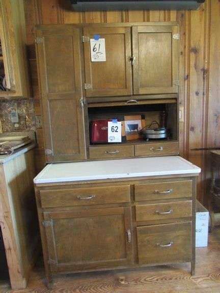 Hoosier Cabinet With White Metal Top Includes Contents In Drawers 40