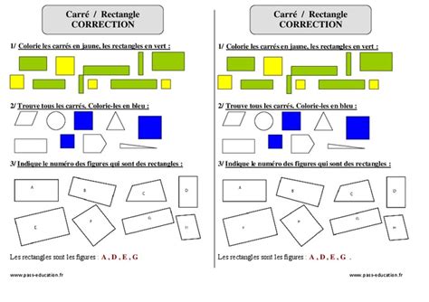 Rectangle Carré Ce1 Exercices à Imprimer Pass Education