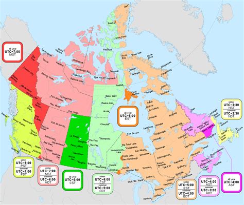 Time zone map of Canada : MapPorn