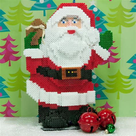 3D Santa Perler Bead Patterns Perler Beads Christmas Perler Beads