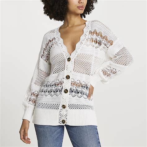 White Crochet Cardigan River Island