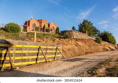 Construction Retaining Wall Counterfort Formwork Reinforced Stock Photo ...