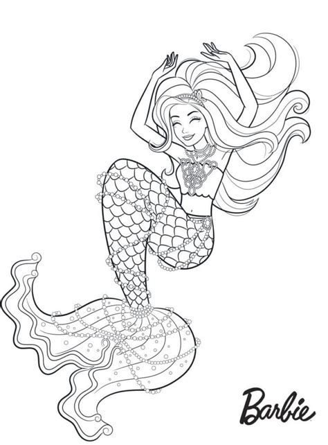 Coloriage Barbie Sirène 5 télécharger et imprimer gratuit sur