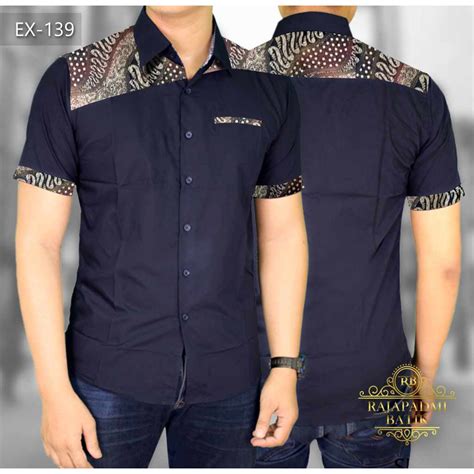 Jual Seragam Batik Pria Lengan Pendek Biru Donker Navy Kemeja Batik